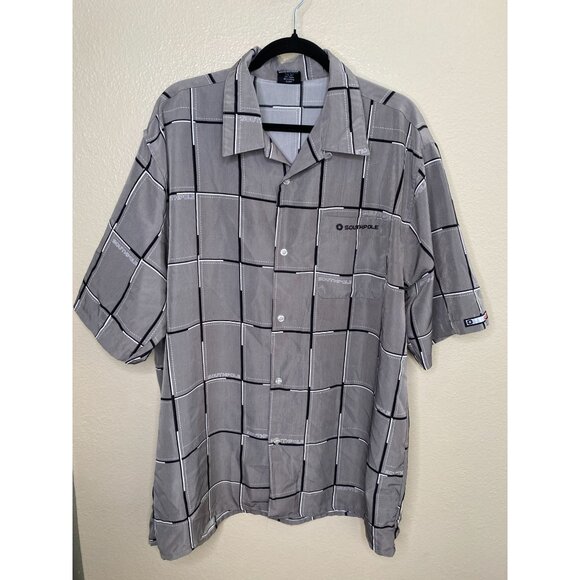 Southpole Mens Gray Checkered Short Sleeve Button-Up Shirt XL polyester collared - Picture 2 of 6